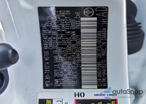 2014 Toyota Corolla L из США, поврежденный, VIN 2T1BURHE6EC106371